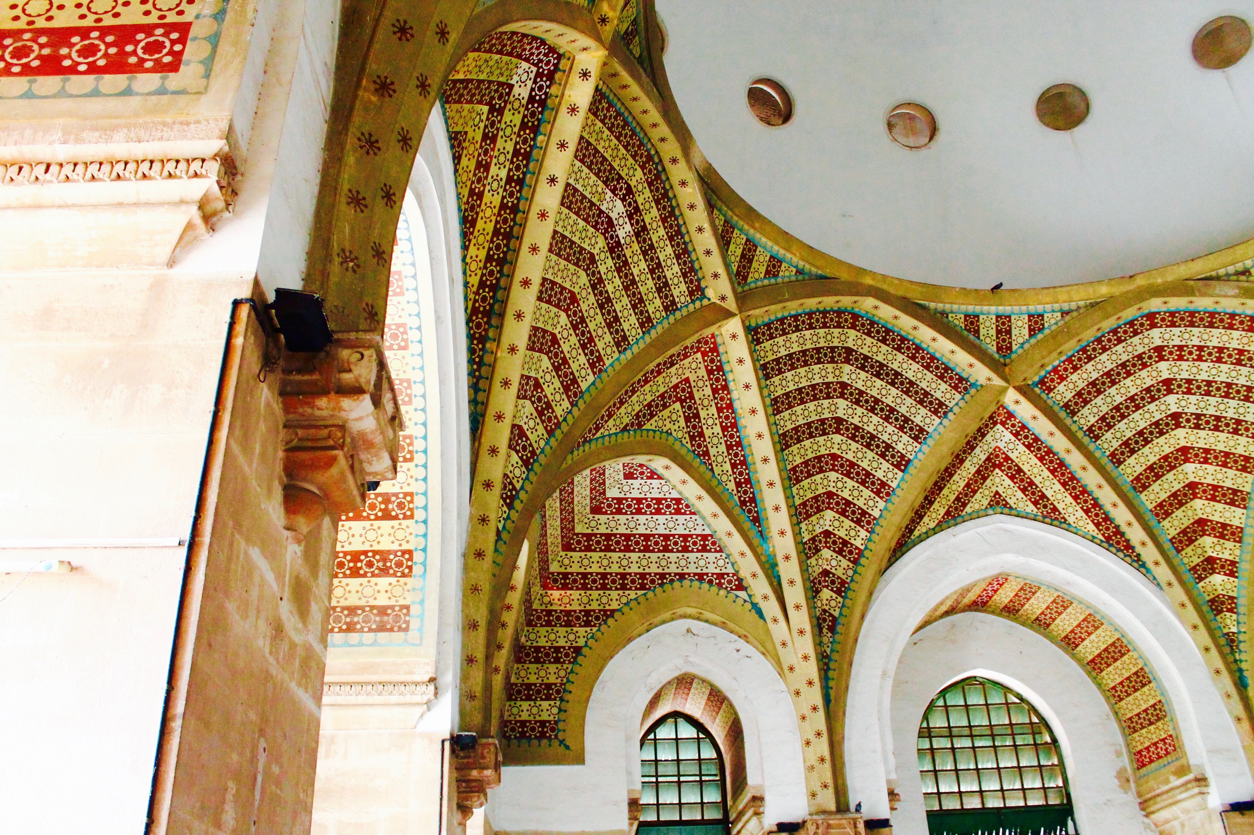 Painted arches inside the university's convocation hall